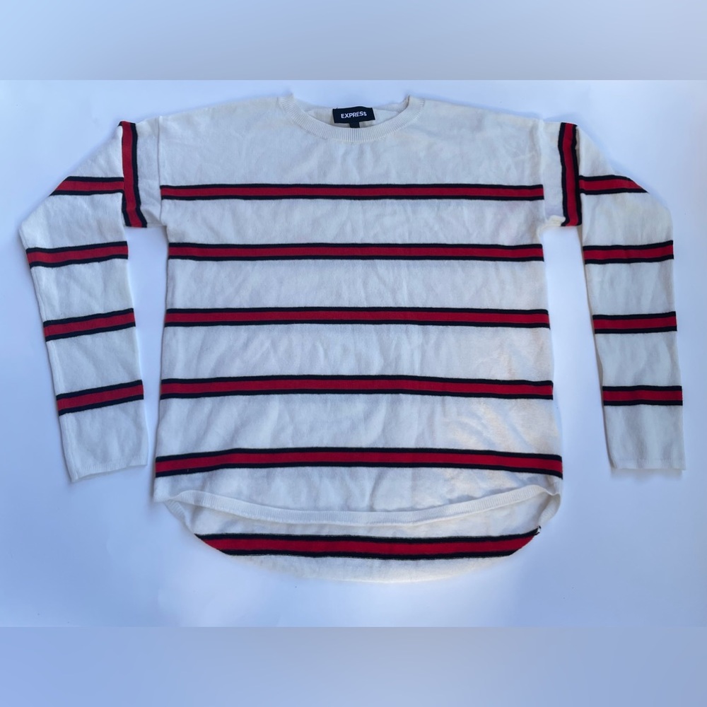 Express Red/White/Black Striped Sweater
